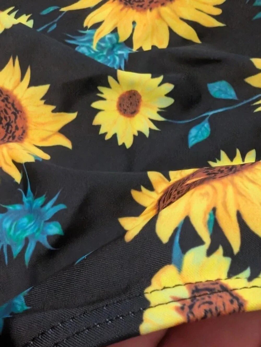 Yellow Ruffle Tankini Top with Sunflower High-Waist Bottoms